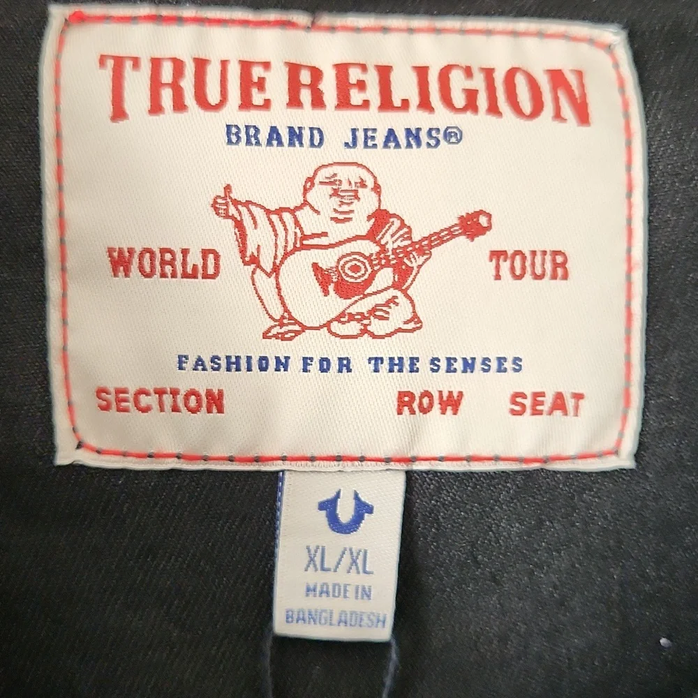 NWT! True Religion Black Denim Jacket with Silver Logo